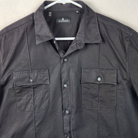 7 Diamonds Stretch Cotton Chocolate Brown Shirt Sleeve Button Up Shirt SZ XL EUC - Picture 5 of 15